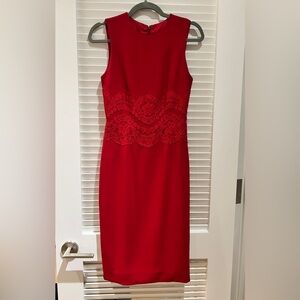 Dolce&Gabbana red midi dress with lace detail